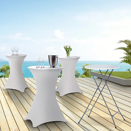 Idmarket MARKET Lot 4 tables + 4 housses - Blanc