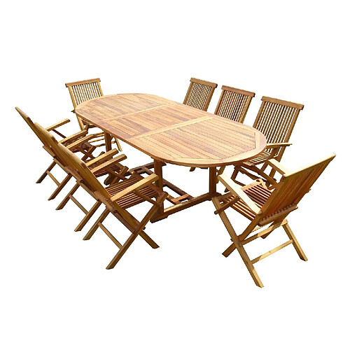 C&l jardin Table de jardin teck ovale - Marron
