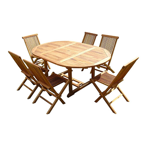 C&l jardin Salon de jardin teck 6 places - Marron