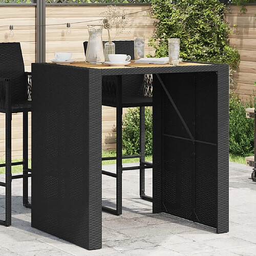 vidaXL Table de bar de jardin - Résine tressée et acacia