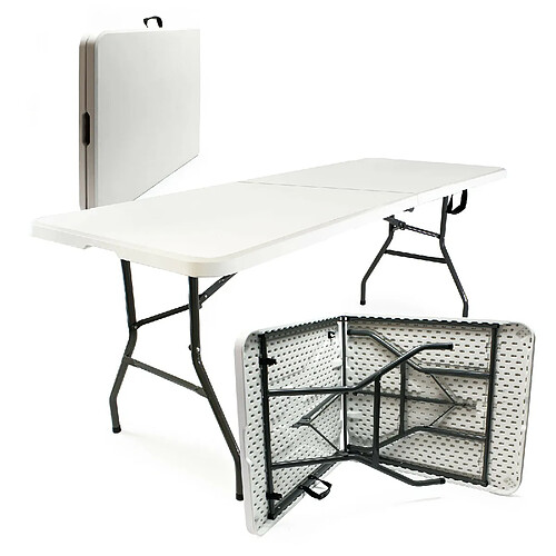 Helloshop26 Table de camping pliante - Gris clair