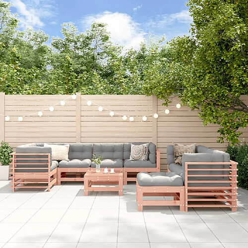 vidaXL Salon de jardin 10 pcs - Douglas Gris