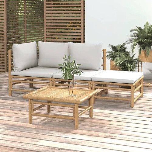 vidaXL Salon de jardin 4pcs - Bambou