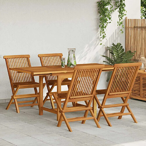 vidaXL Ensemble à manger de jardin 5 pcs - Bois de teck massif