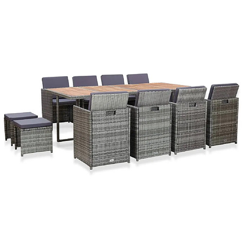 vidaXL Salon de jardin 13 pcs anthracite