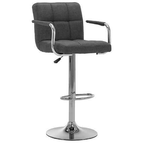 vidaXL Chaise de bar - Gris Tissu