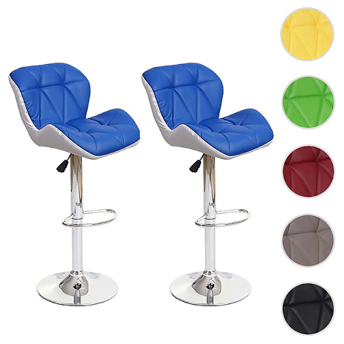 Mendler Lot de 2 tabourets de bar - Bleu