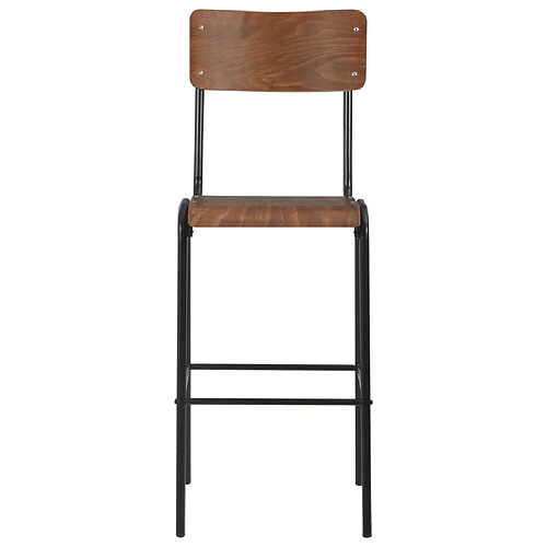 Helloshop26 Lot de 2 tabourets de bar - Noir