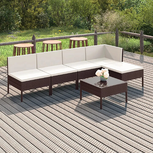 vidaXL Salon de jardin 6 pcs - Marron