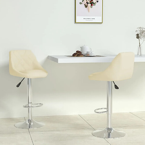 vidaXL Tabouret de bar crème similicuir - Lot de 2