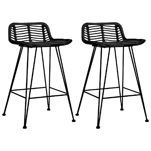 vidaXL Chaises de bar lot de 2 noir Rotin