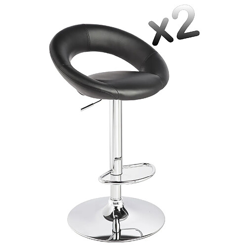 Pegane Lot de 2 tabourets de bar - Noir