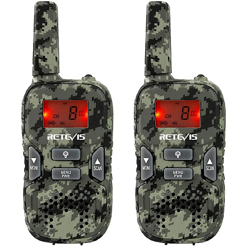 Retevis Talkie Walkie Enfant - 8 Canaux - Camouflage