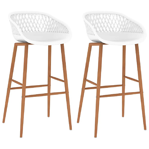 vidaXL Chaises de Bar - Lot de 2 - Blanc