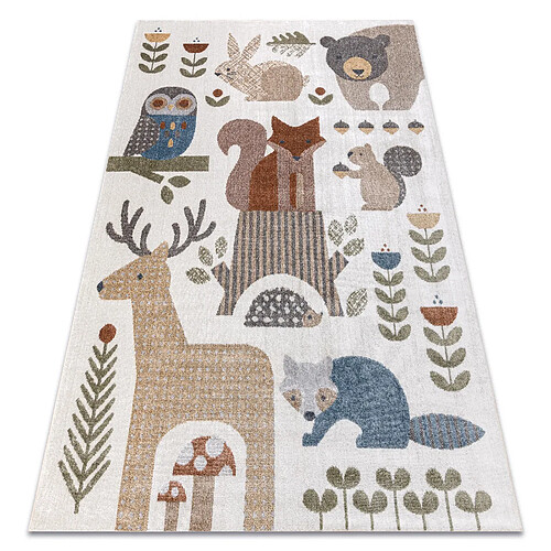 RUGSX Tapis Bono Animaux de la Forêt - Crème Marron 200x290 cm