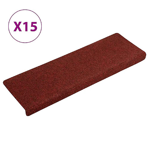 Vidaxl Tapis d'escalier 15 pcs Rouge