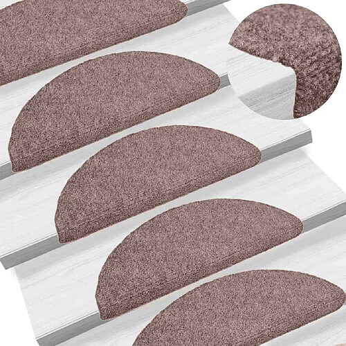 vidaXL Tapis d'escalier autocollants 65x21x4 cm - Crème