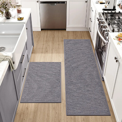 Tapis de Cuisine - Devant Évier Gris 45x70 + 45x120