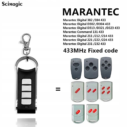 Gupboo Télécommande 433 MHz Marantec - Noir