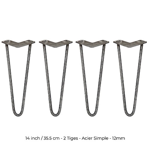 Monstershop Pieds de table épingle 35,5 cm - Lot de 4