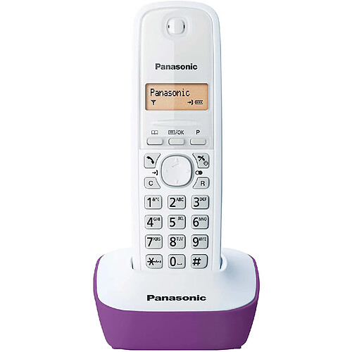 Panasonic Téléphone fixe sans fil - Pourpre et blanc