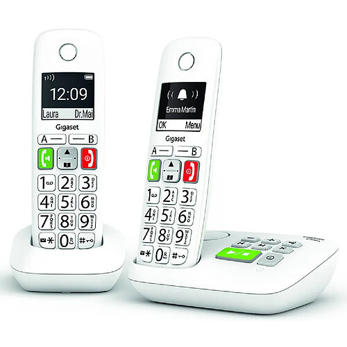 Téléphone sans fil duo dect blanc avec répondeur - E290ADUO - GIGASET