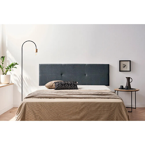 Tête de Lit Tapisée ALMA Aqualine 145x50x5 cm - Gris Foncé - Moonia