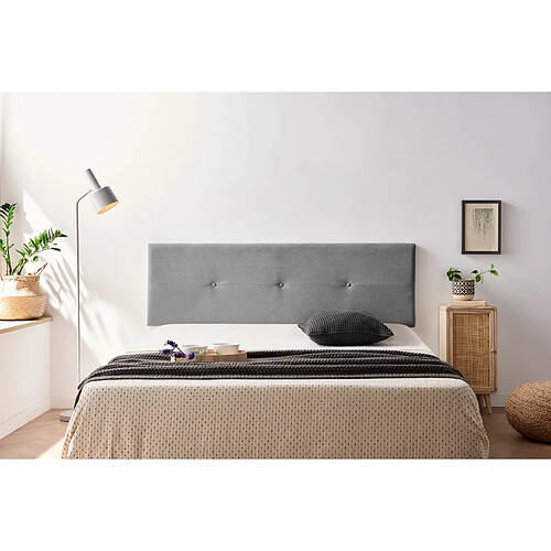 Tête de Lit Tapisée NAPOLI Aqualine 170x50x5 cm - Gris Clair - Moonia