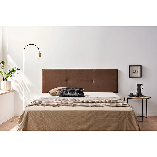 Tête de Lit Tapisée ALMA Aqualine 130x50x5 cm - Chocolat - Moonia