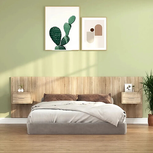vidaXL Tête de lit avec armoires - Chêne sonoma