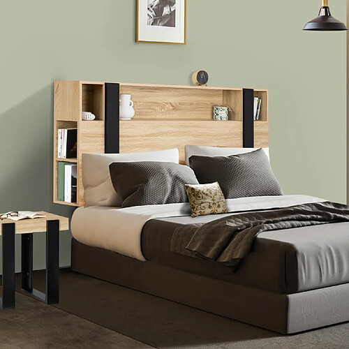 Idmarket MARKET PHOENIX Tête de lit 160 cm - Noir et Bois