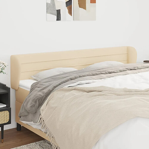 vidaXL Tête de lit avec oreilles 163x23x78/88 cm Tissu - Crème