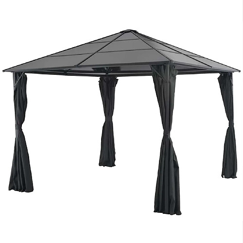 vidaXL Tonnelle avec rideau Aluminium 3x3 m Noir