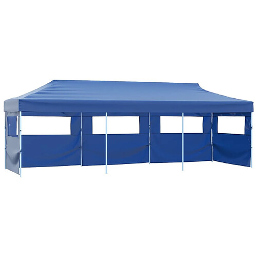 vidaXL Tente de réception pliable avec 5 parois 3x9 m - Bleu