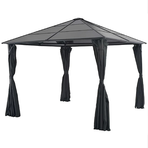 vidaXL Tonnelle avec rideau Aluminium 3x3 m Noir