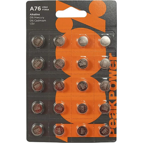 100% PeakPower - Piles Bouton LR44 (20 pcs)