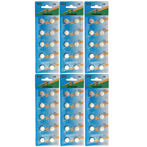 Visiodirect Piles bouton AG10 LR1130 - Lot de 60