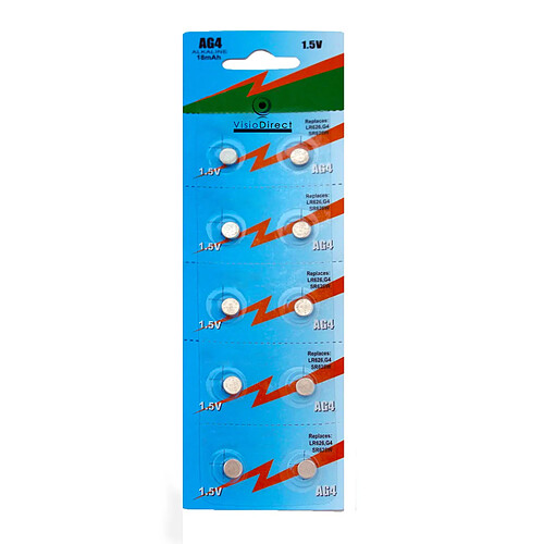 Visiodirect Piles bouton AG4/G4 1,5V - Lot de 10