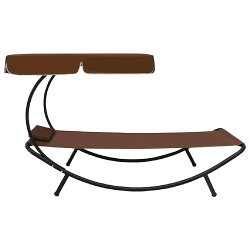 Helloshop26 Lit de repos avec auvent - Marron