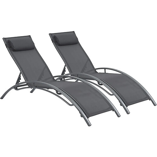 Habitat Et Jardin Bain de soleil en aluminium [ ]Beauty[ ] - Phoenix - Gris foncé / Argenté - Lot de 2