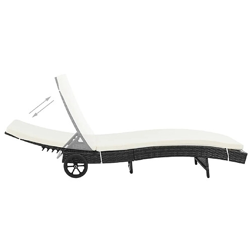 Helloshop26 Chaise longue résine tressée - Noir