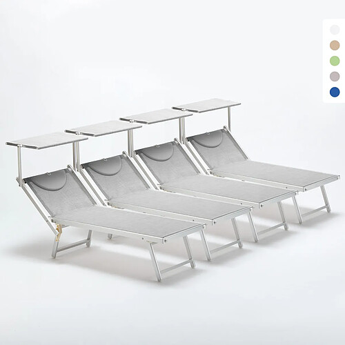 Beach and garden design lot de 4 transats - Gris