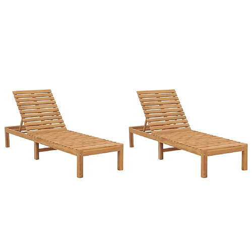 vidaXL Chaises longues lot de 2 - Bois de teck solide