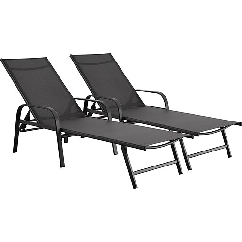 Habitat Et Jardin Lot de 2 Bains de soleil en métal [ ]Farniente[ ]- Gris