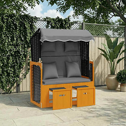 vidaXL Strandkorb Noir Anthracite