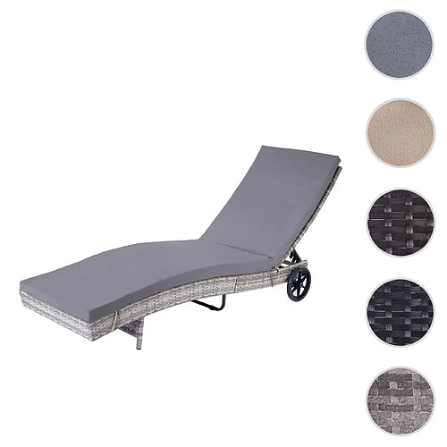 Mendler Chaise longue en résine tressée - Gris