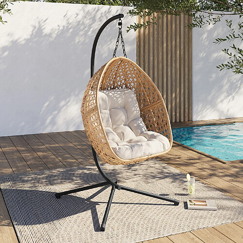 Idmarket MARKET Fauteuil lune suspendu rotin
