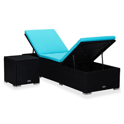 Helloshop26 Transat résine avec table - Noir