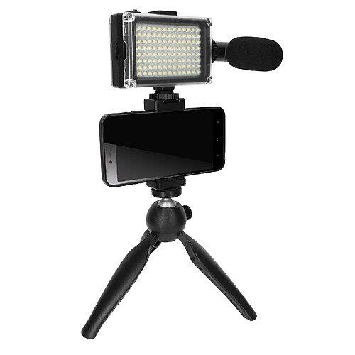 Puluz Pack Vlog avec Trépied Pliable, Micro, Projecteur LED Noir