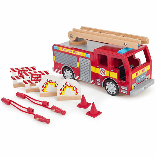 Tidlo Jouet de camion de pompier bois